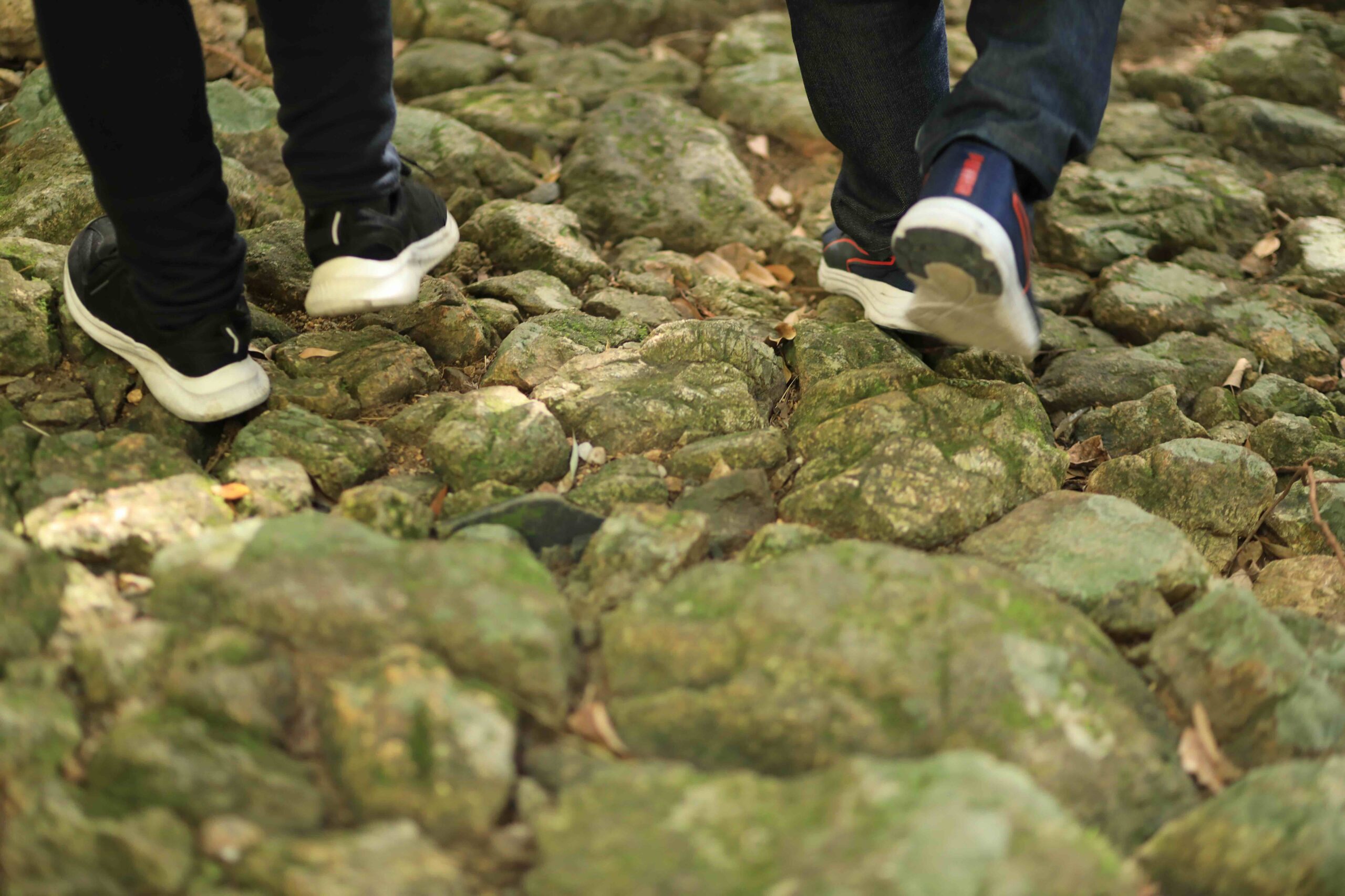 Pilgrim in traditional white hakui robe carrying stamp book on the Shikoku Pilgrimage trail