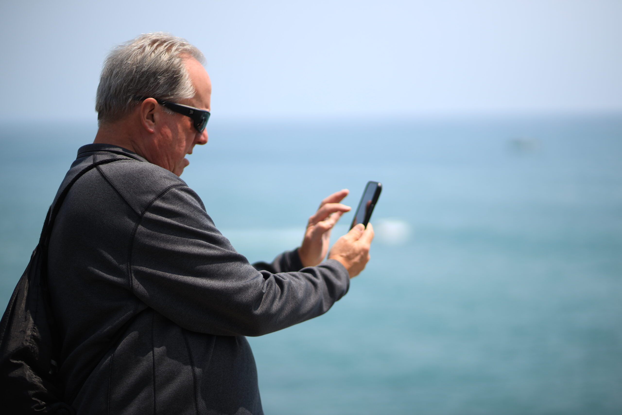 Taking photos of the ocean