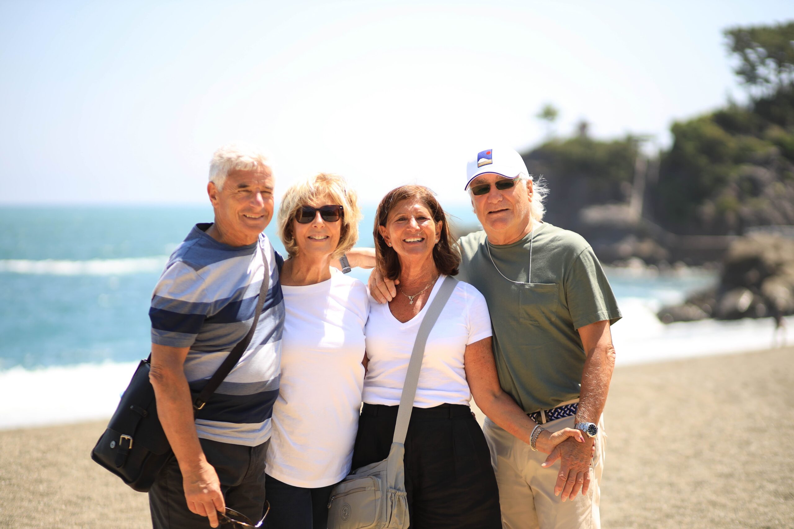 Two couples enjoying Katsurahama Beach on a private shore excursion from Kochi cruise port