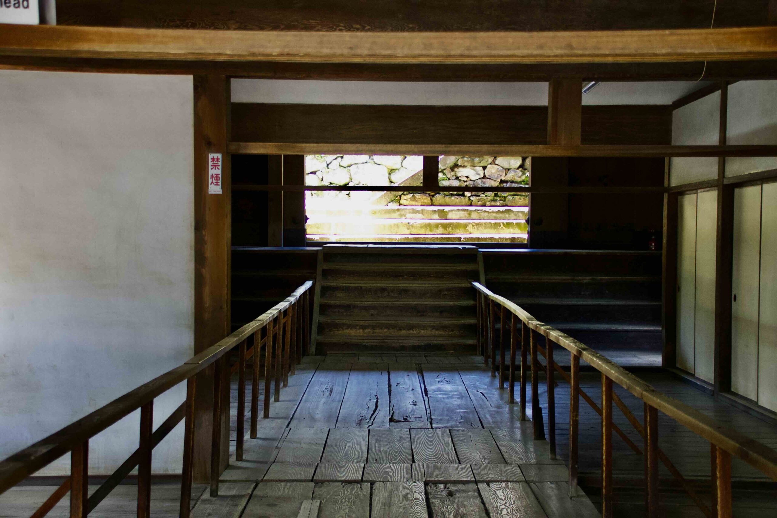 Original wooden architecture inside Kochi Castle