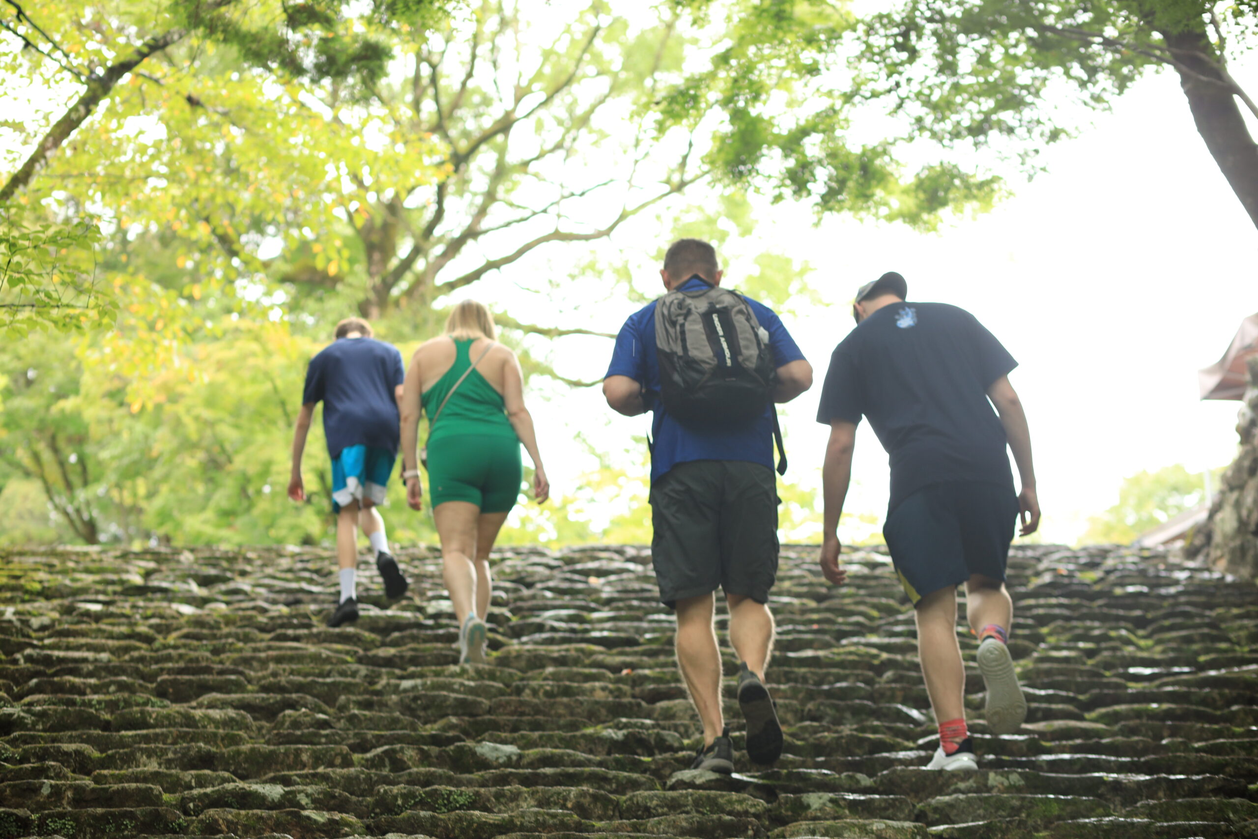 Climbing stone steps at Chikurinji Temple