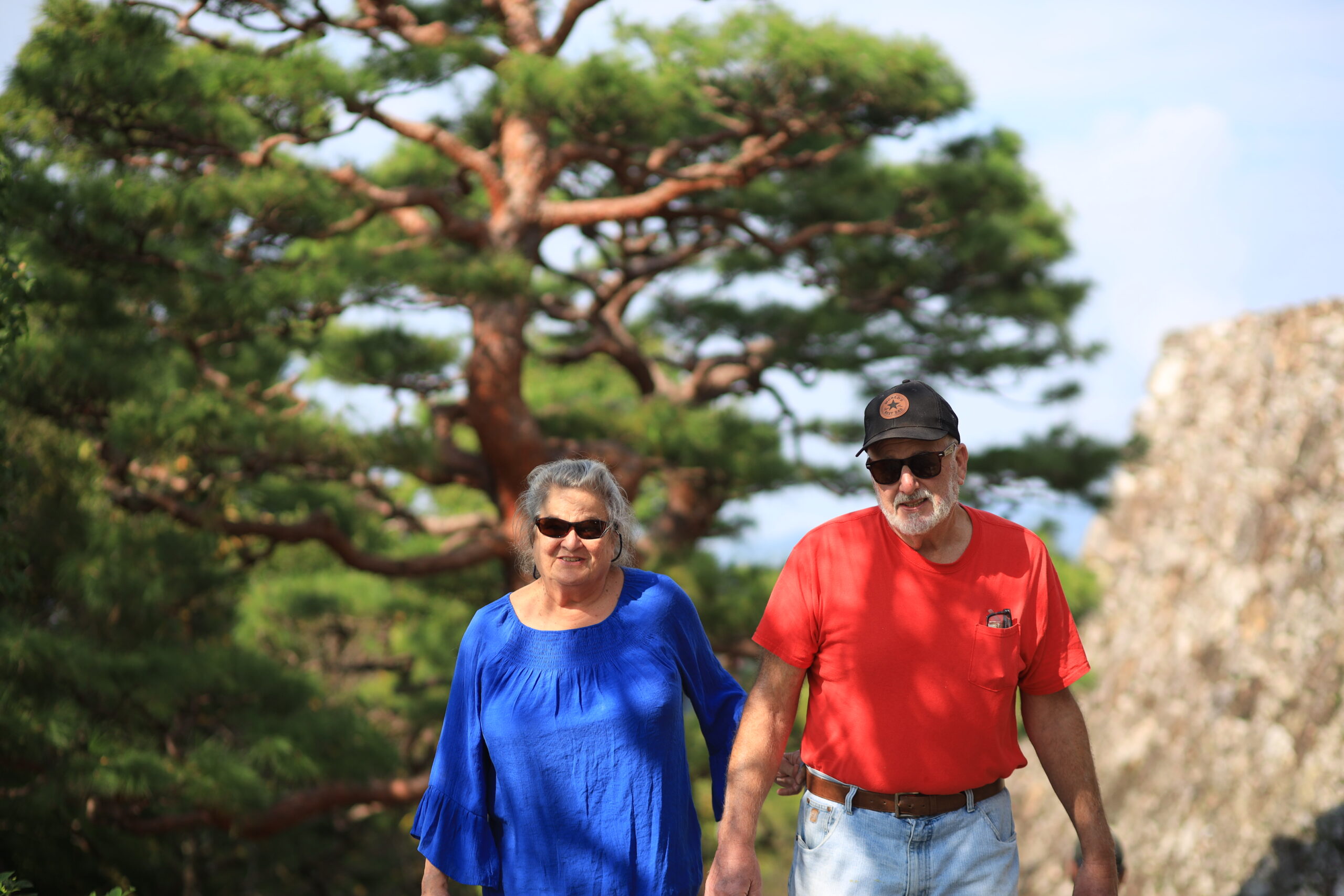 Couple walking at Kochi Castle