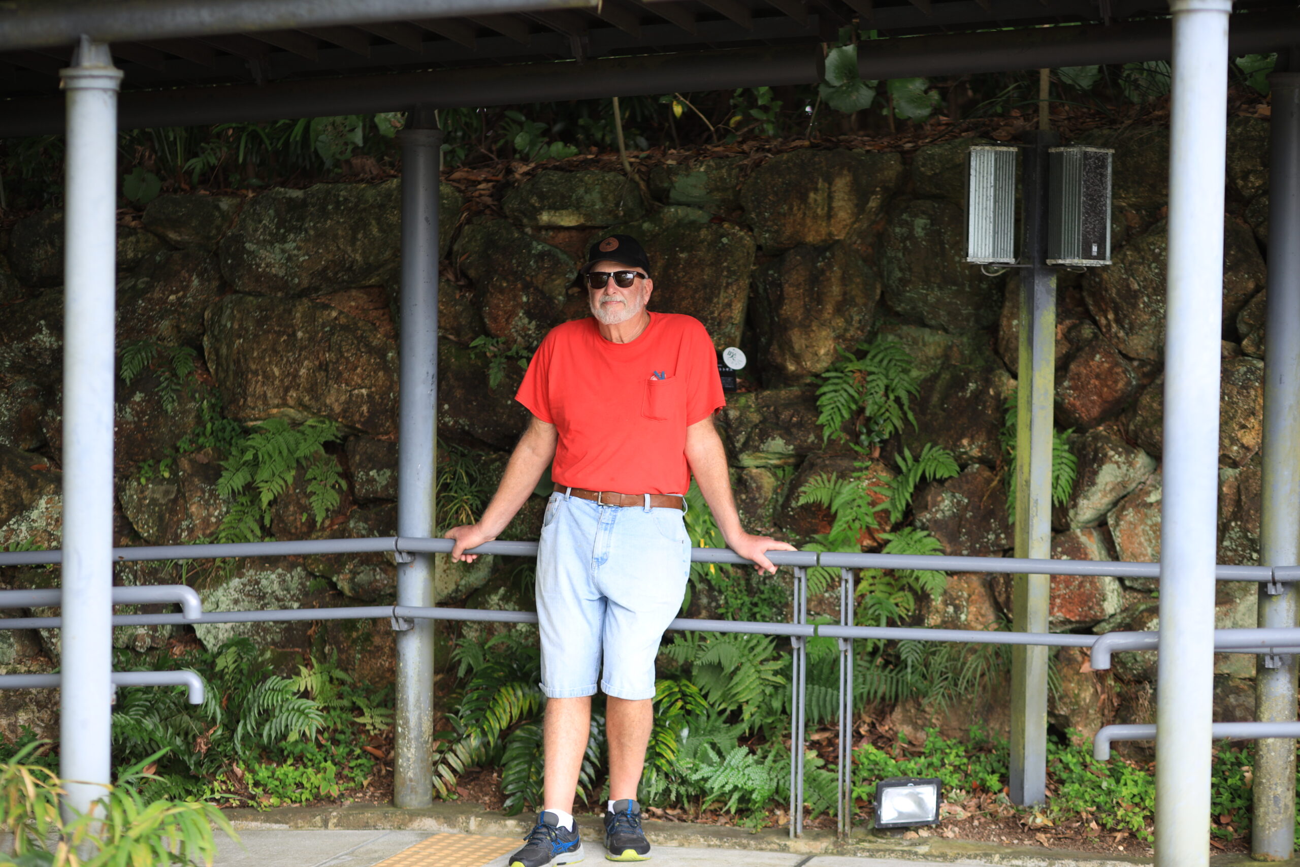 At bus stop near botanical garden