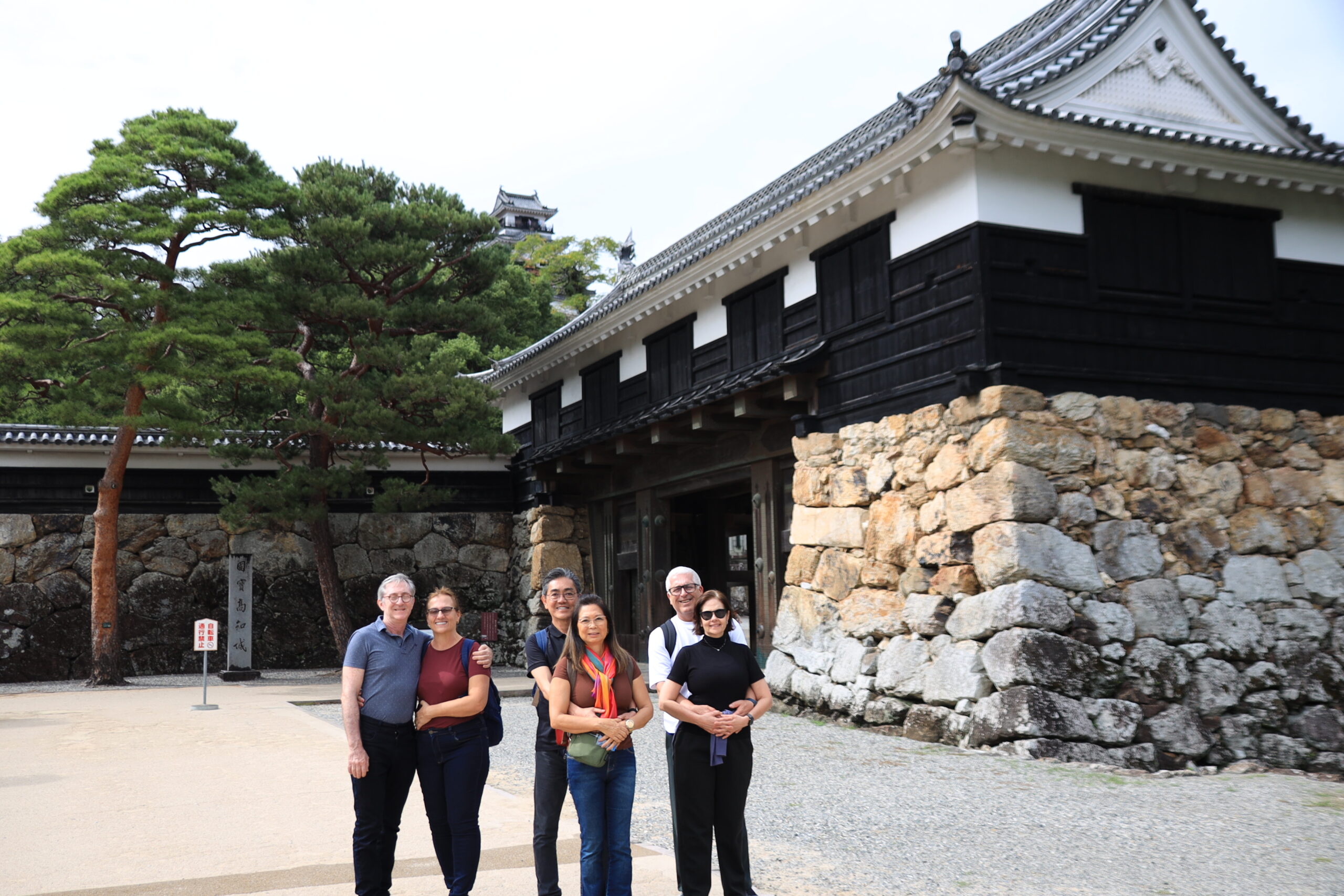 The stone-paved approach and ancient castle walls on the way up to Kochi Castle