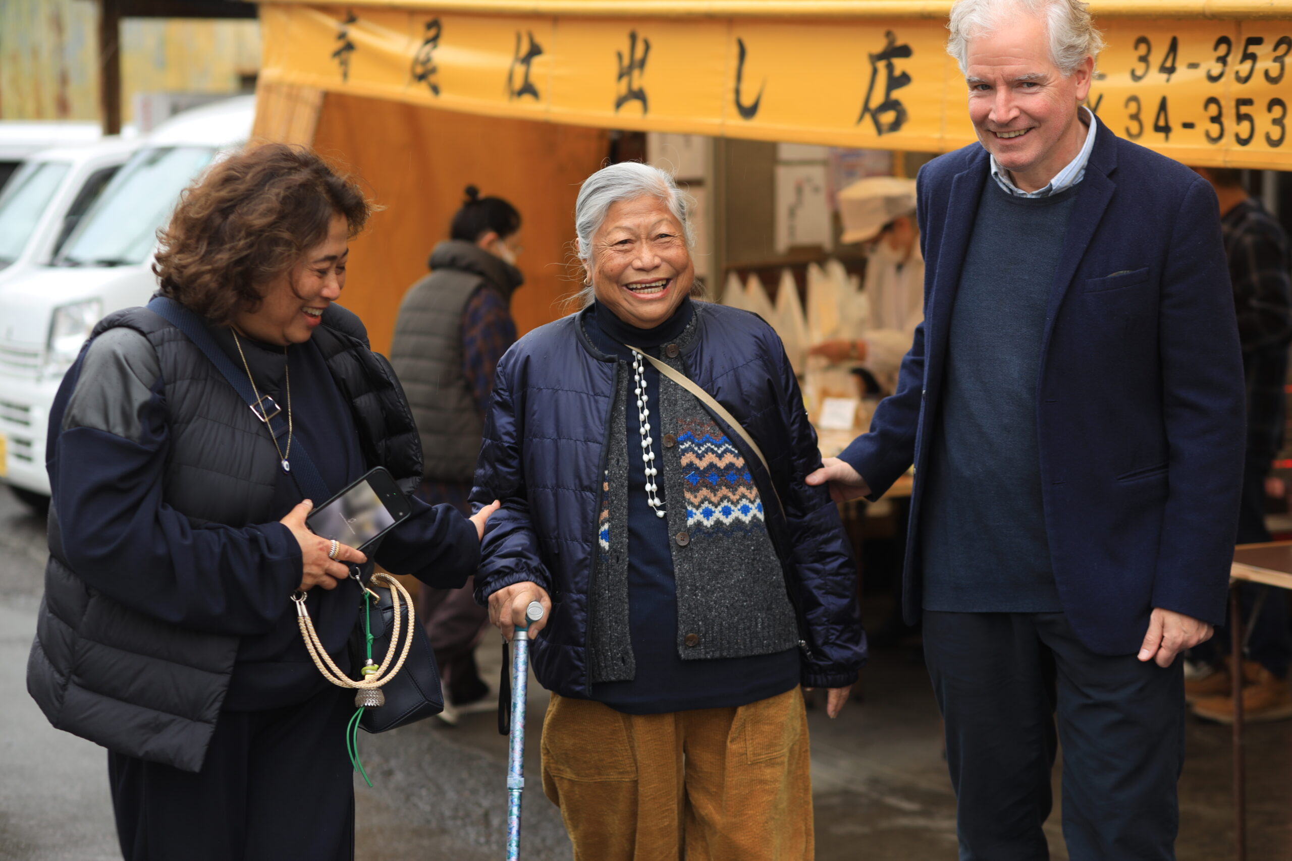 Meeting local grandmother at the shop