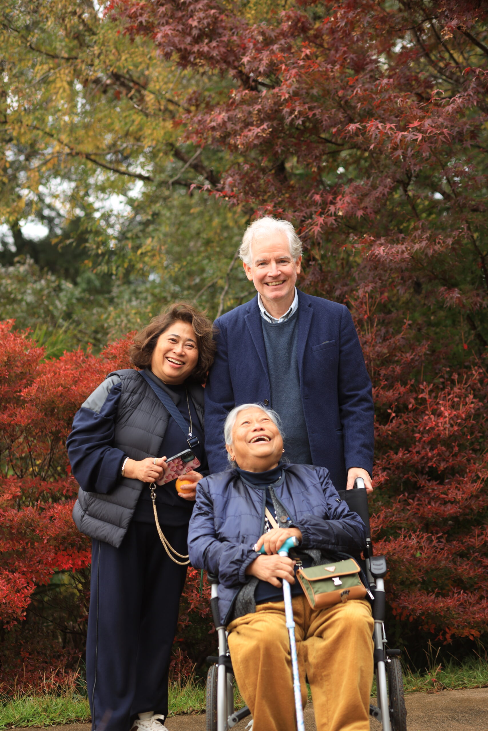 Happy family moment with autumn backdrop