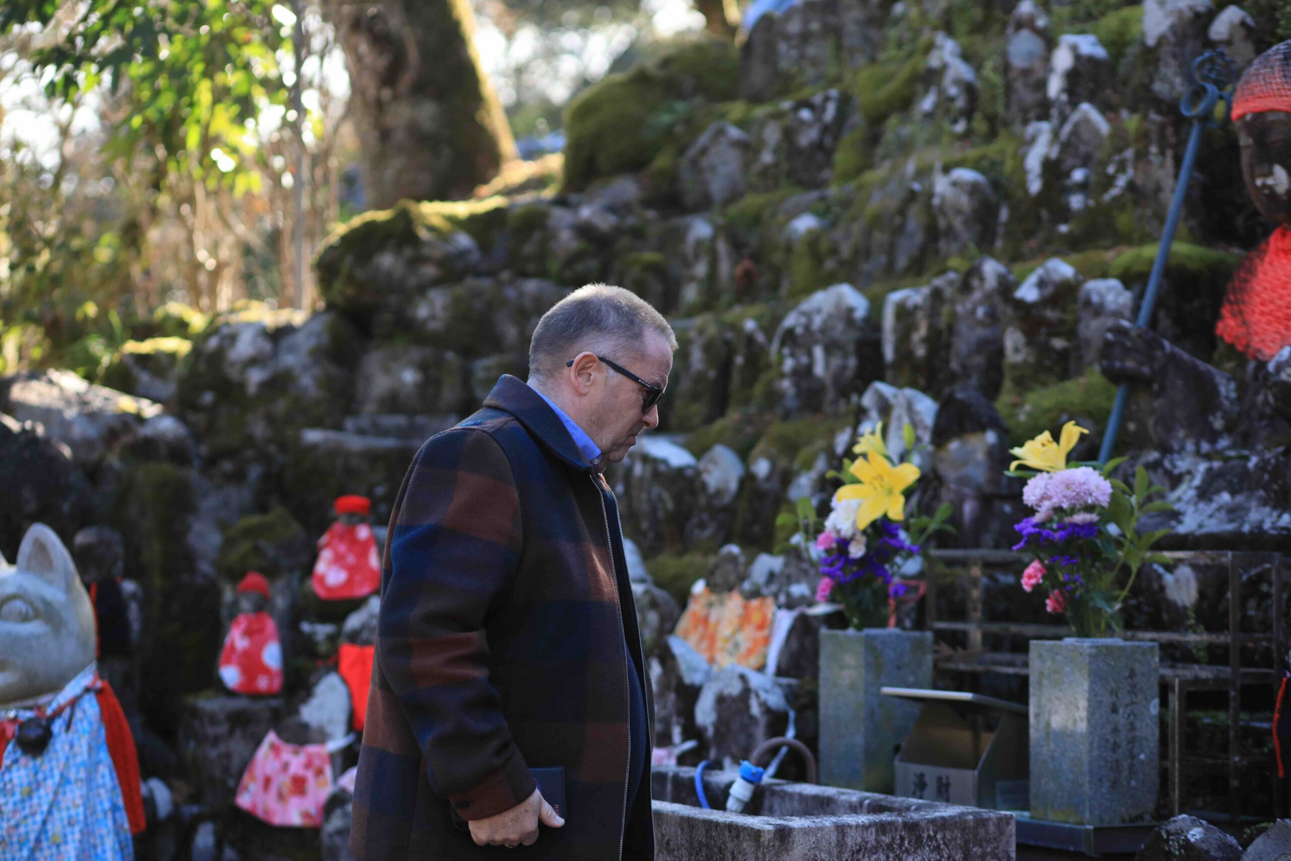 Jizo statues dressed in colorful bibs at Chikurin-ji Temple Kochi