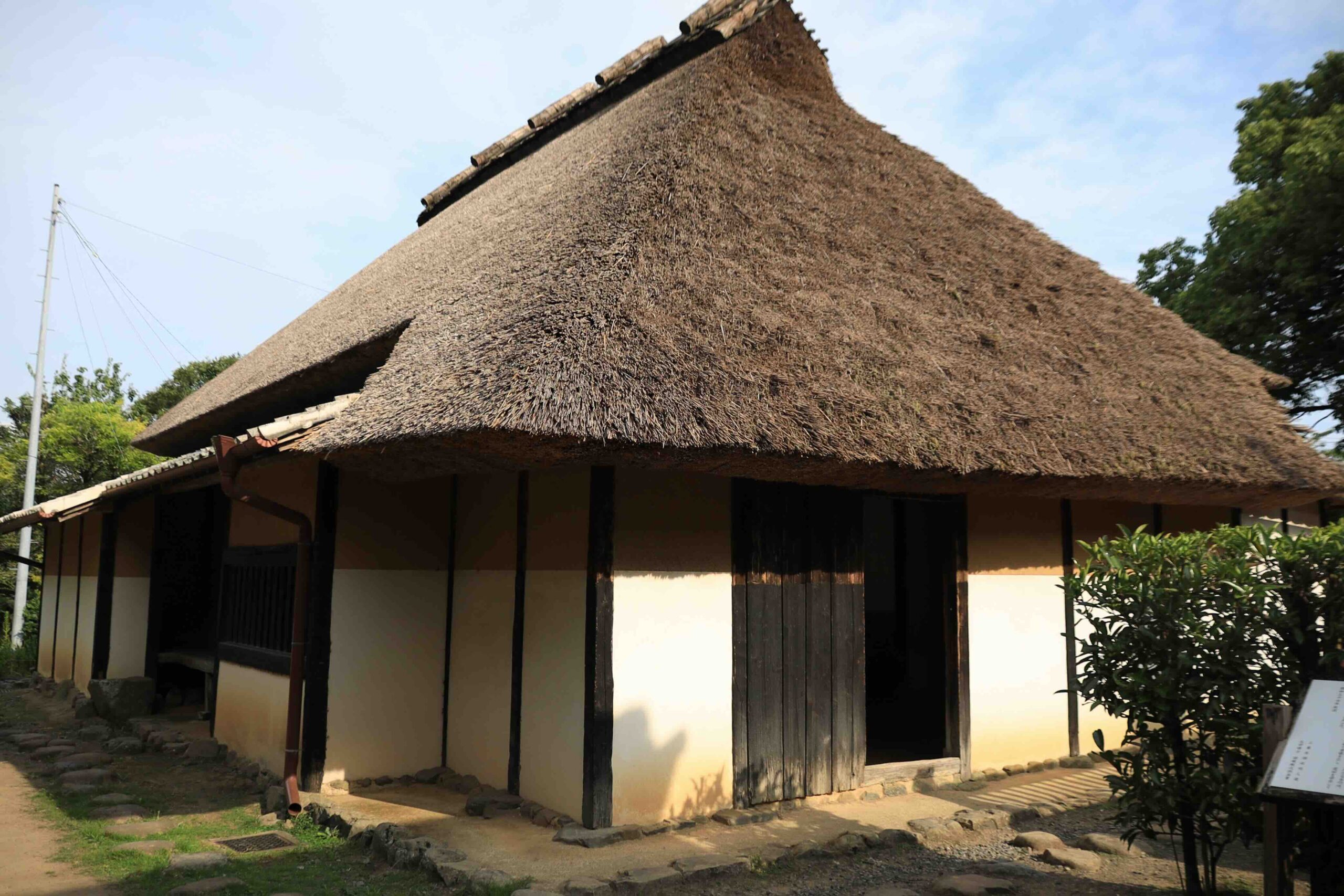 Preserved thatched roof birthplace of Iwasaki Yataro founder of Mitsubishi in Aki City Kochi